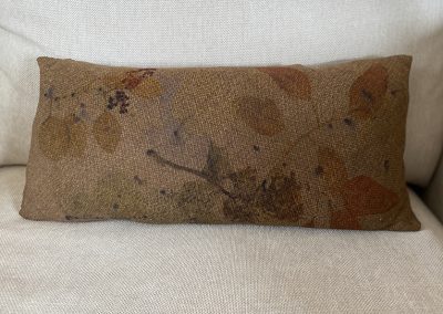 Eco print pillow in Wool & acrylic backside material nr 9683, price 60 Euros